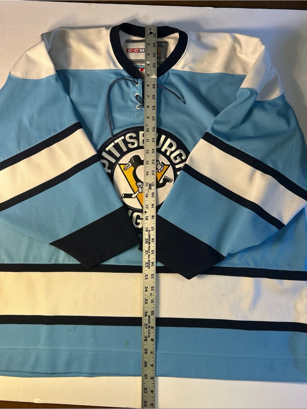 Pittsburgh Penguins Light Blue Vintage CCM XXL Men's CCM Jersey Made In Canada